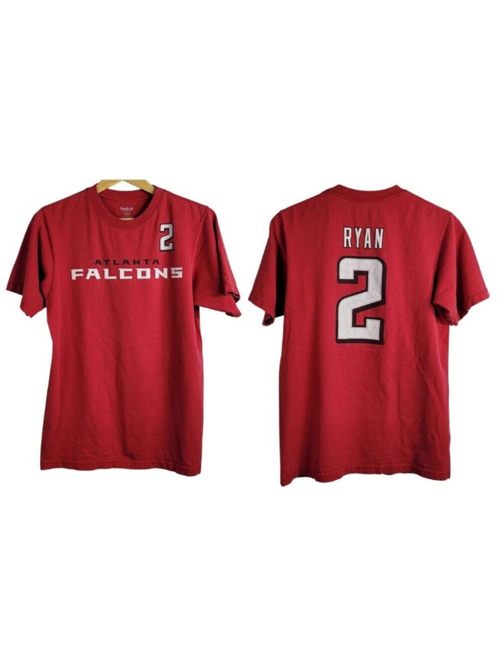 Reebok Atlanta Falcons T Shirt Red Medium Cotton Short Sleeve NFL Matt Ryan #2